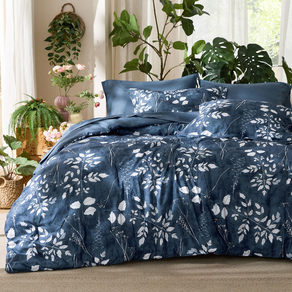 Bedsure Floral Sage Green Comforter Set, Full Bedding Sets, 7 Piece
