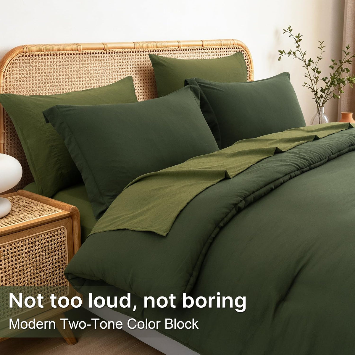 Comforters Queen Size 7 Pieces, Dark Green Bed Set