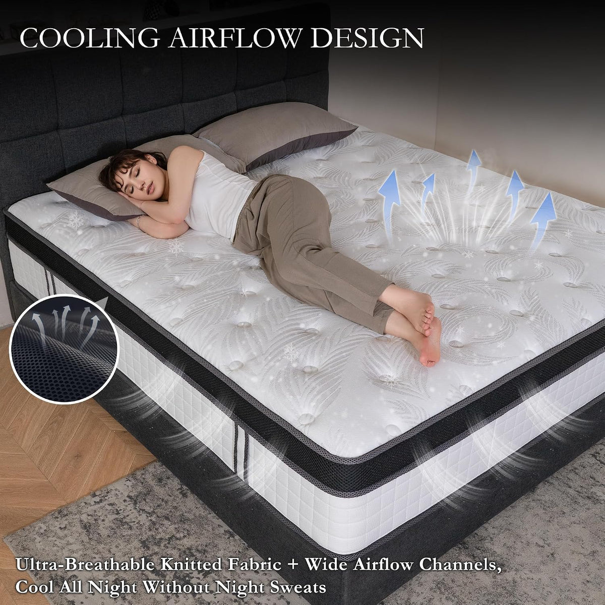 Queen Plush 14 Inch Cooling Gel Memory Foam Hybrid Mattress