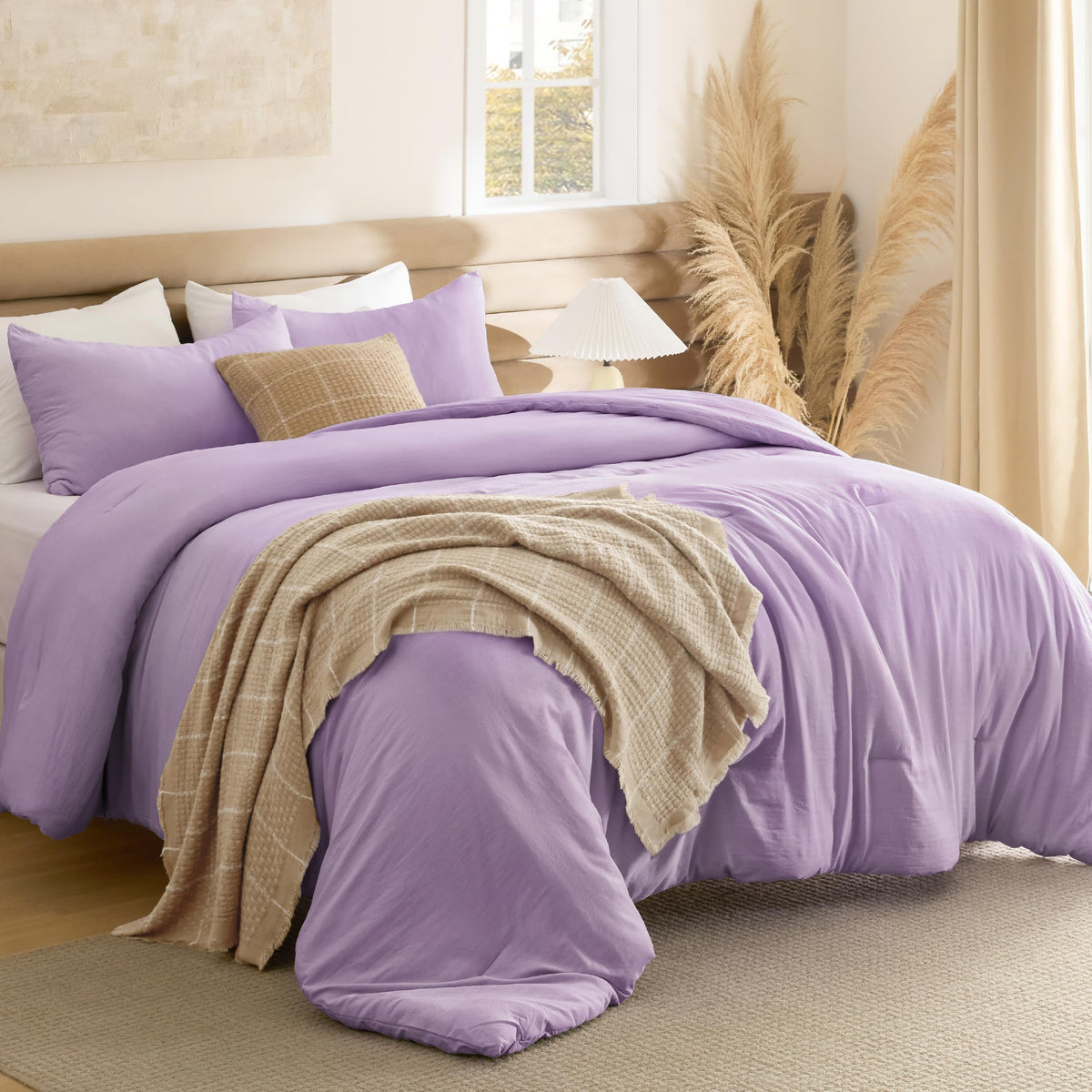 Bedsure King Comforter Set Prewashed Soft Bedding Set 3Pcs White 104"x90"