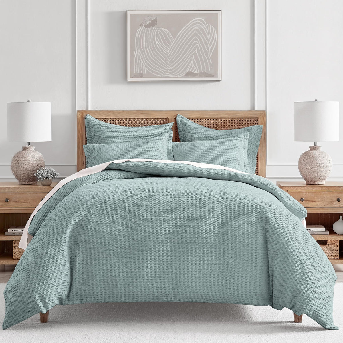 Levtex Home Cloud Waffle Full/Queen Comforter Set (90x94in) with 2 Pillow Shams (26x20in) - Solid Waffle Cotton Texture - Taupe - 100% Cotton Full/Queen Size Comforter Set - Soft, Pre-Washed