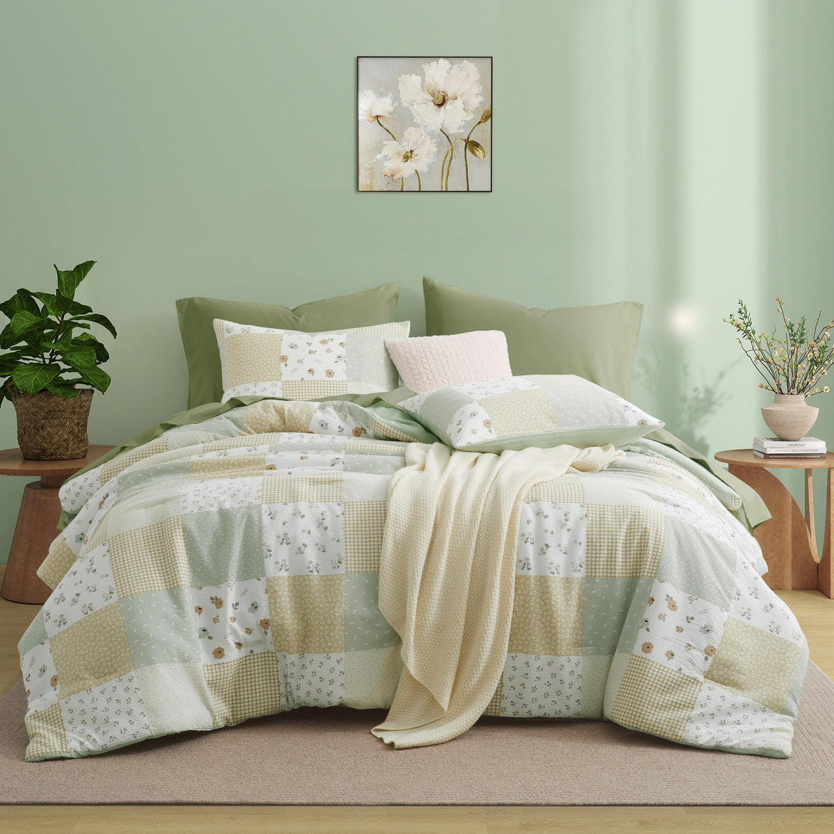 Oli Anderson King Comforter Set, 7 Pieces Bed in a Bag, Light Green